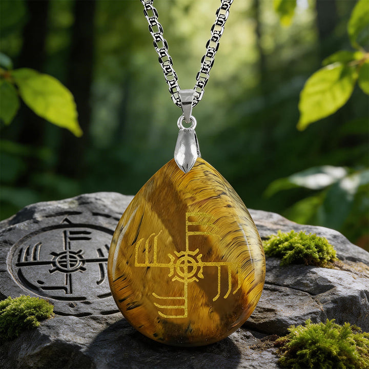 WorldNorse Ginfaxi Victory Rune Crystal Necklace - Tiger's Eye - image 4