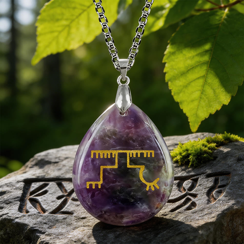WorldNorse Gapaldur Steadfast Rune Crystal Necklace - Amethyst - image 5