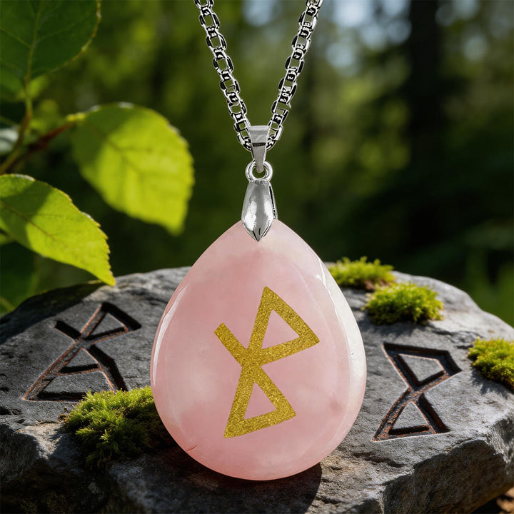 WorldNorse Healing Harmony Rune Crystal Necklace - Rose Quartz - image 5
