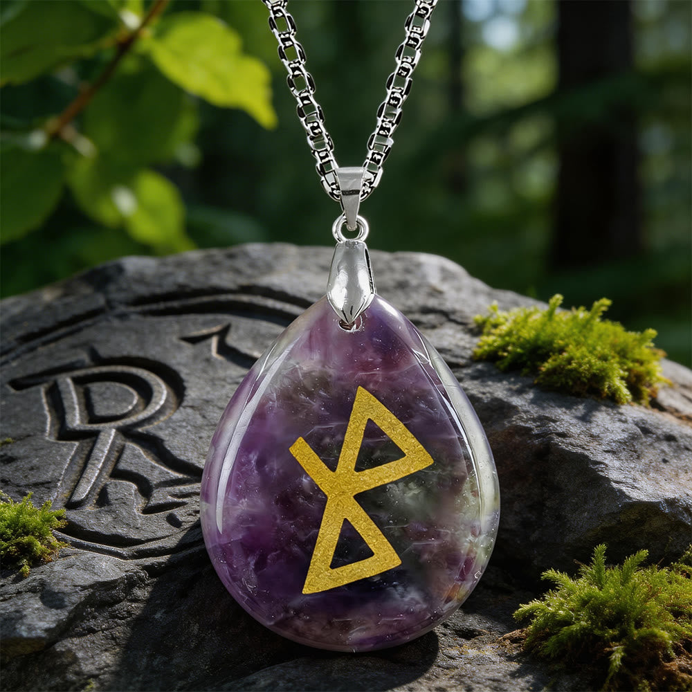 WorldNorse Healing Harmony Rune Crystal Necklace - Amethyst - image 6