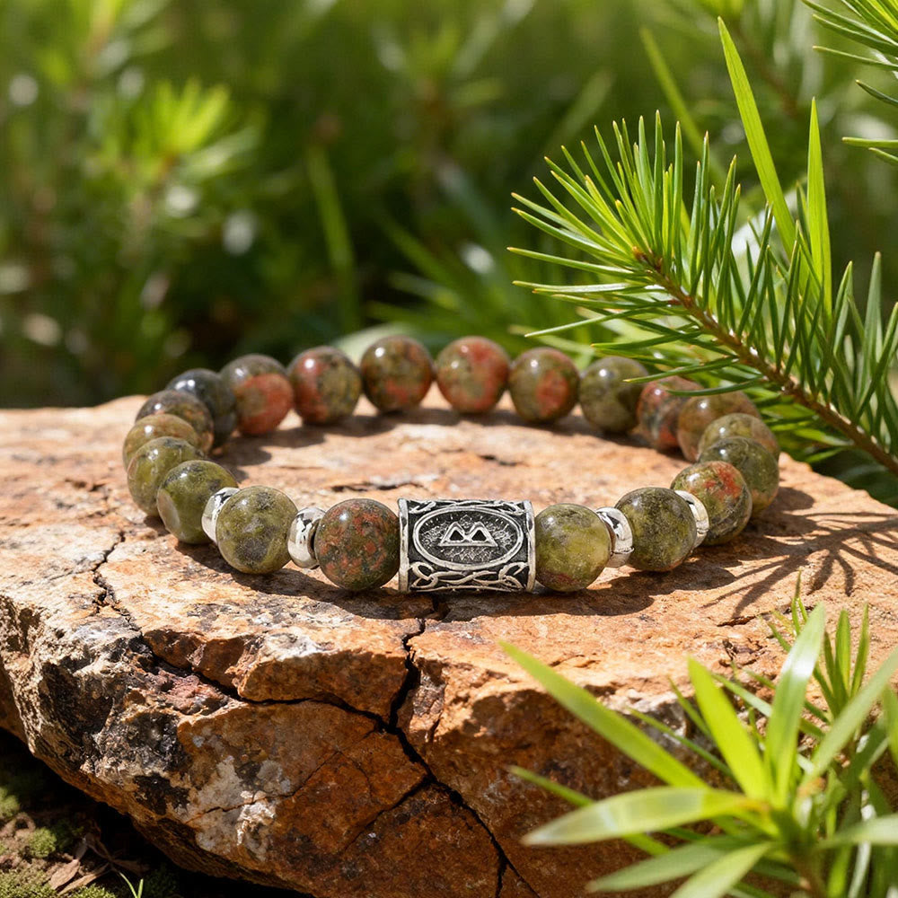 WorldNorse Viking Runes Courage Blessing Crystal Beaded Bracelet - Unakite - image 13