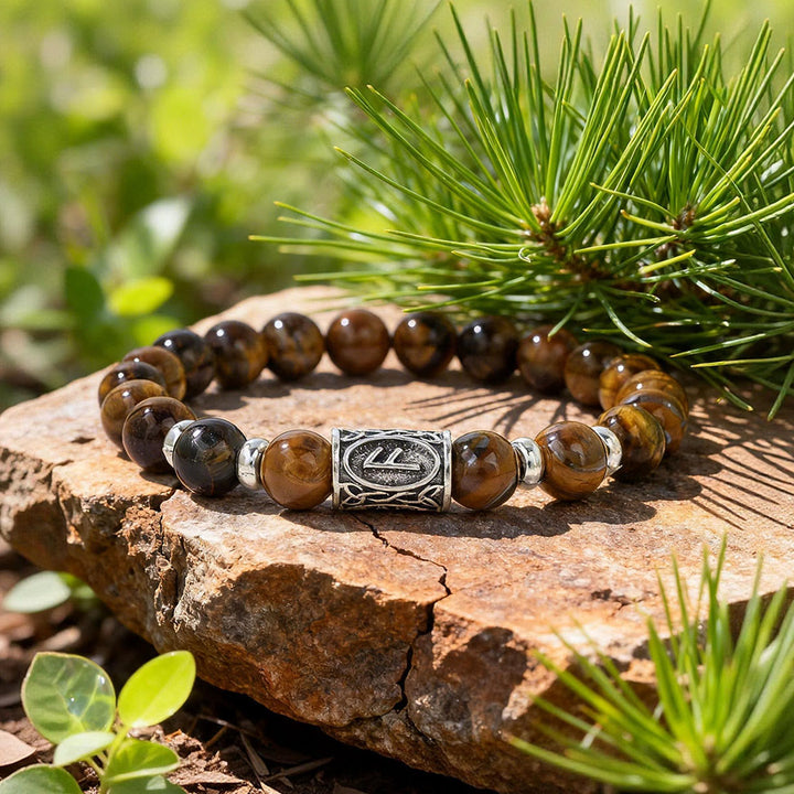 WorldNorse Viking Runes Courage Blessing Crystal Beaded Bracelet - Tiger's Eye - image 2