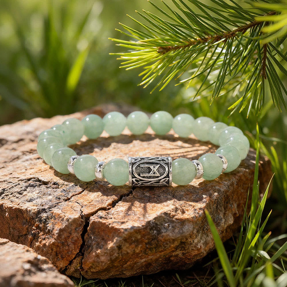 WorldNorse Viking Runes Courage Blessing Crystal Beaded Bracelet - Green Aventurine - image 8