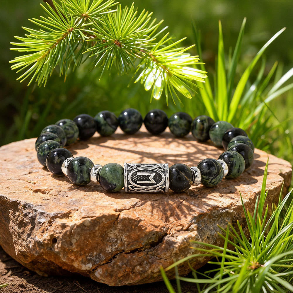 WorldNorse Viking Runes Courage Blessing Crystal Beaded Bracelet - Kambamba Jasper - image 11