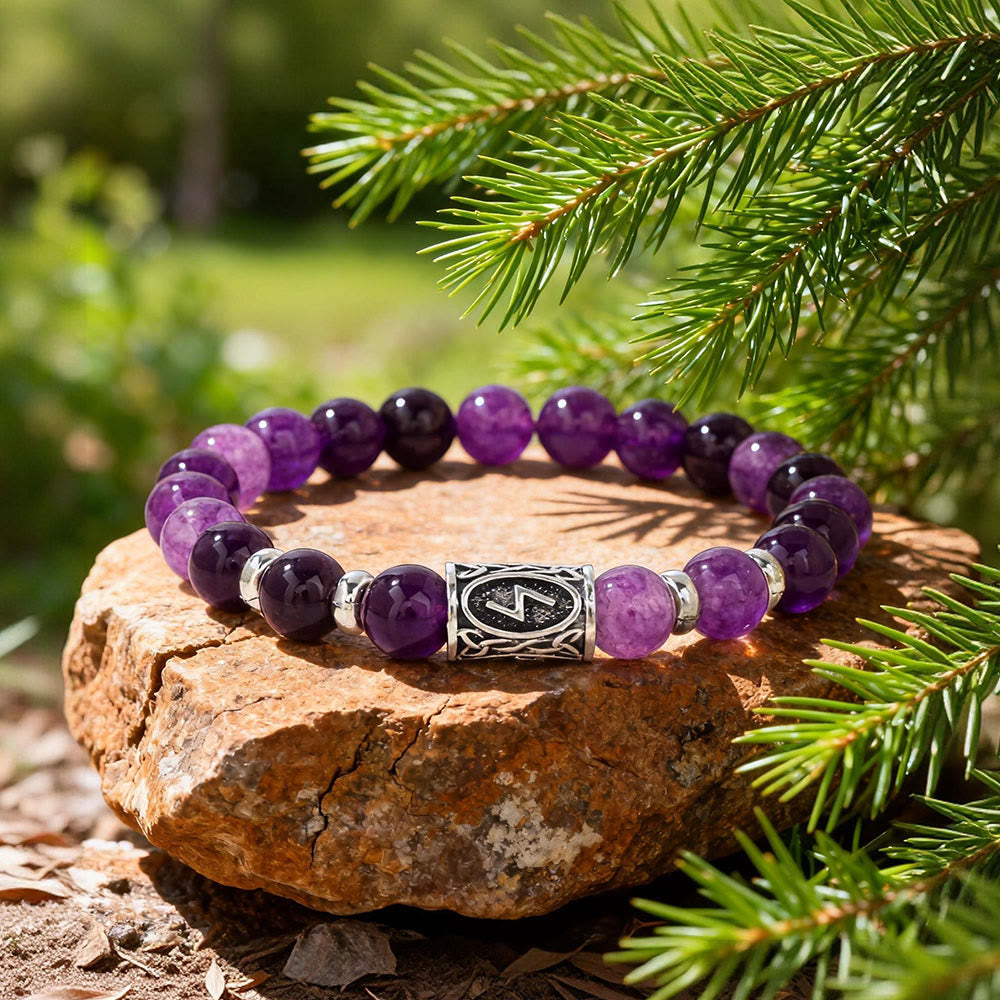 WorldNorse Viking Runes Courage Blessing Crystal Beaded Bracelet - Amethyst - image 10