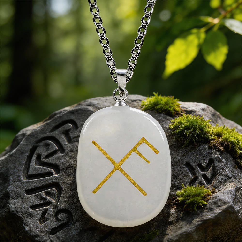WorldNorse Gibo Auja Luck Rune Crystal Necklace - Clear Quartz - image 7