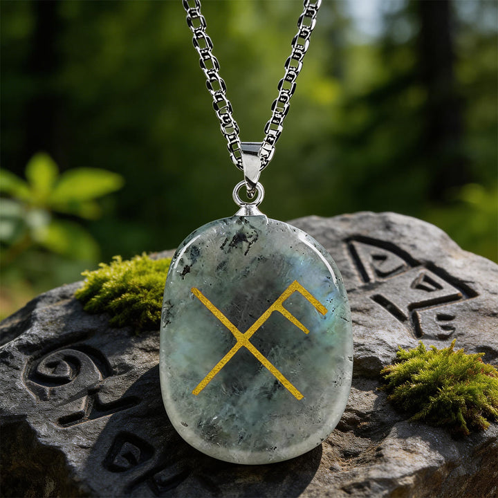 WorldNorse Gibo Auja Luck Rune Crystal Necklace - Labradorite - image 15