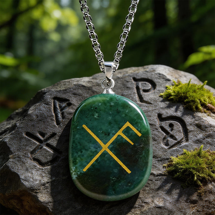 WorldNorse Gibo Auja Luck Rune Crystal Necklace - India Agate - image 16