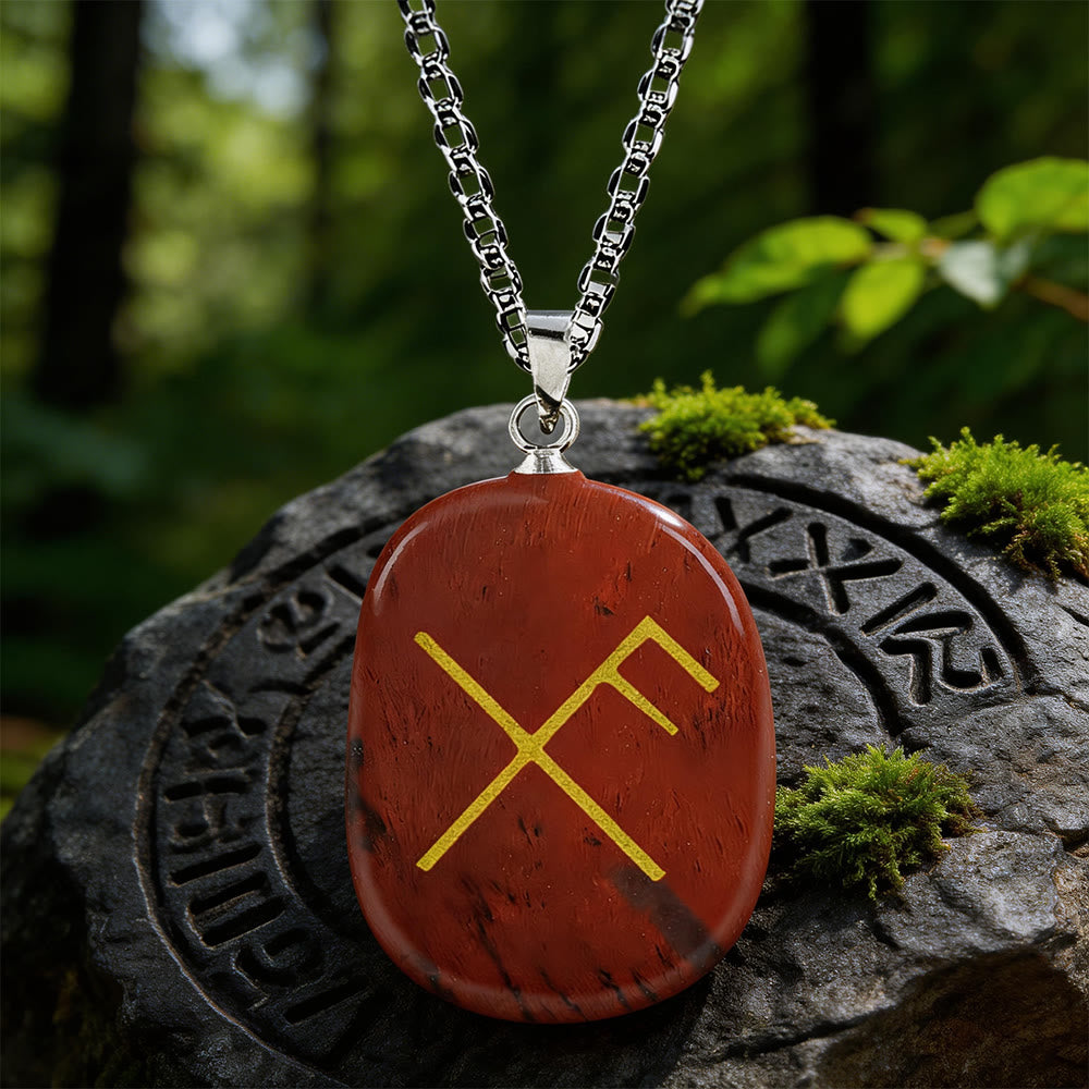 WorldNorse Gibo Auja Luck Rune Crystal Necklace - Red Jasper - image 5