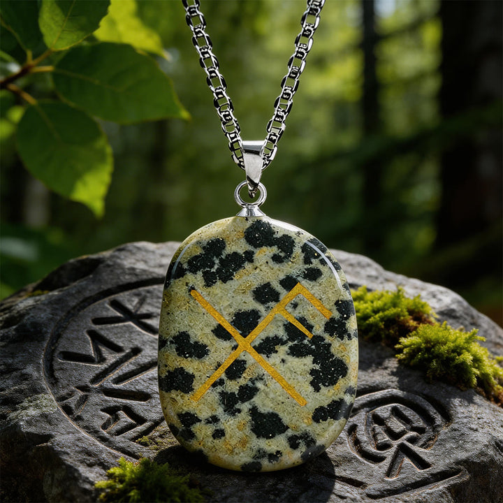 WorldNorse Gibo Auja Luck Rune Crystal Necklace - Dalmatian Jasper - image 12