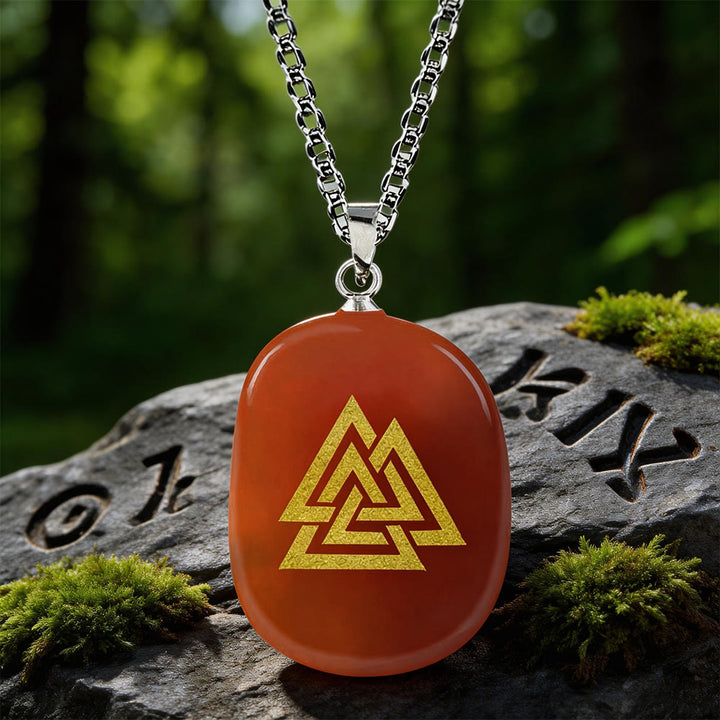 WorldNorse Valknut Strength Sigil Crystal Necklace - Red Agate - image 6