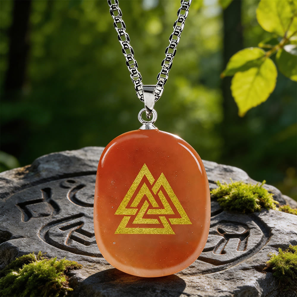 WorldNorse Valknut Strength Sigil Crystal Necklace - Red Aventurine - image 8