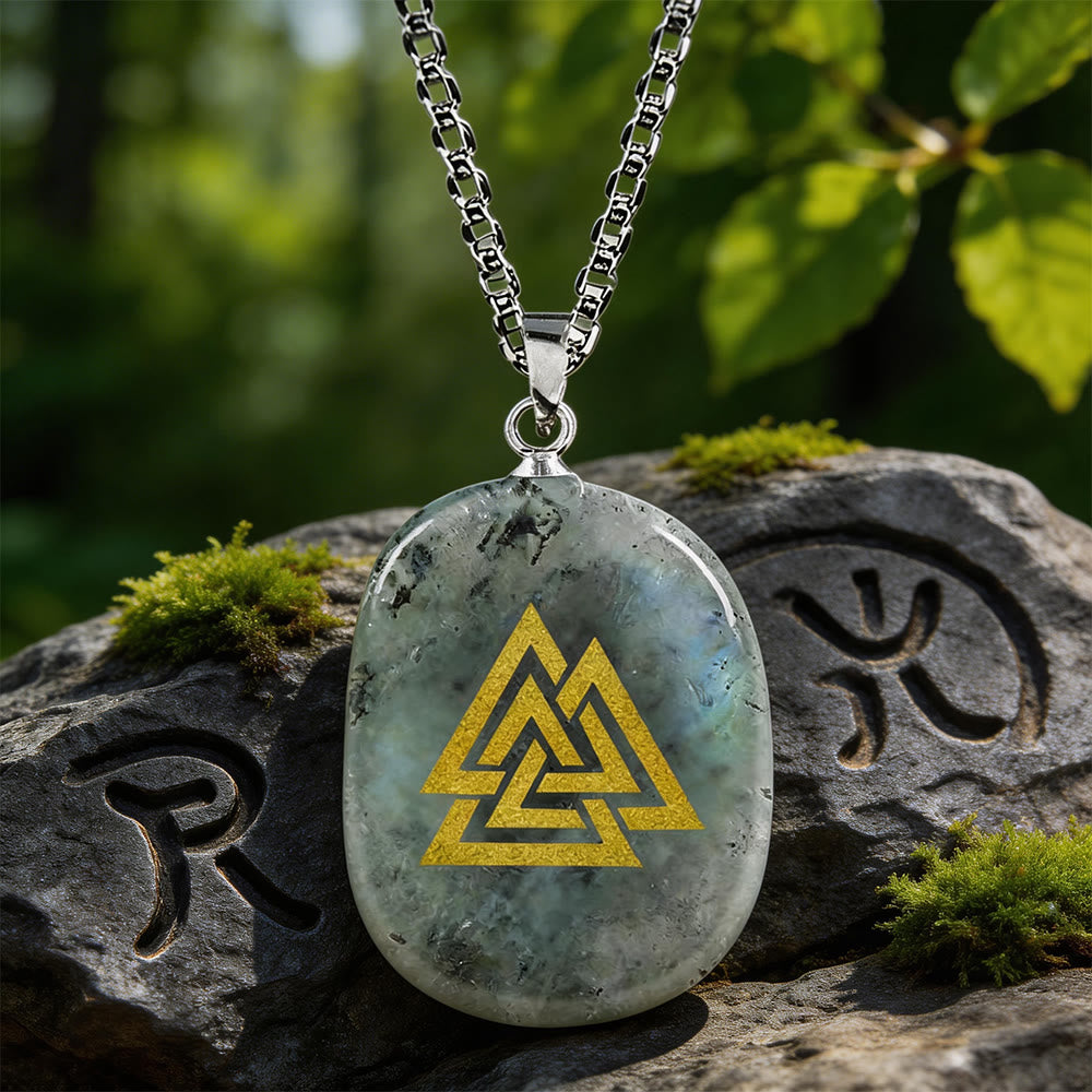 WorldNorse Valknut Strength Sigil Crystal Necklace - Labradorite - image 15