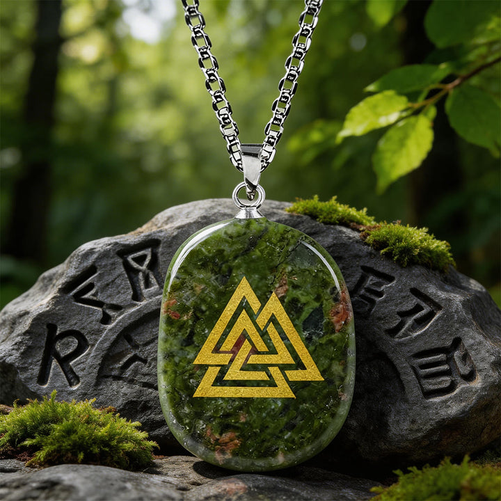 WorldNorse Valknut Strength Sigil Crystal Necklace - Unakite - image 11