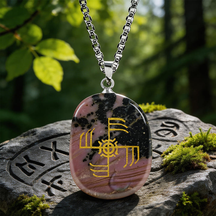 WorldNorse Ginfaxi Warrior Strength Crystal Necklace - Rhodochrosite - image 13