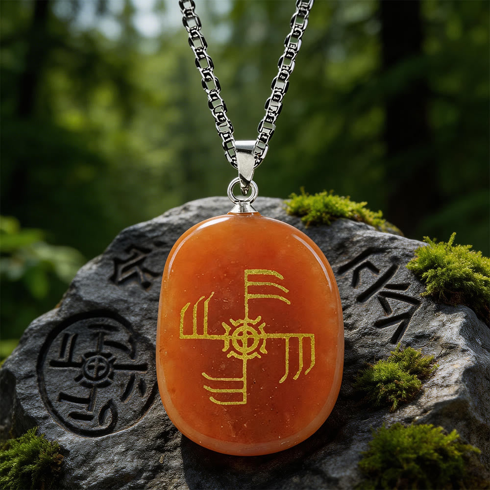 WorldNorse Ginfaxi Warrior Strength Crystal Necklace - Red Aventurine - image 8