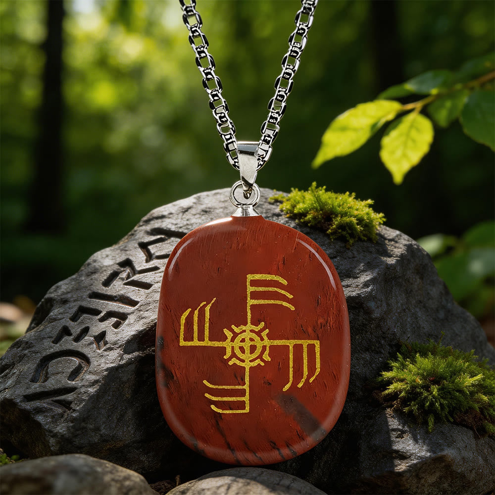 WorldNorse Ginfaxi Warrior Strength Crystal Necklace - Red Jasper - image 5
