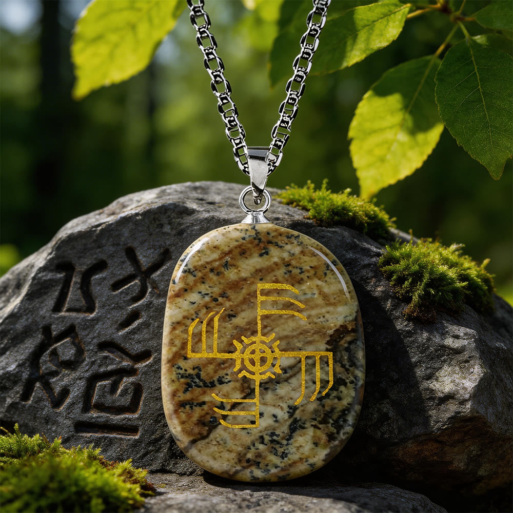 WorldNorse Ginfaxi Warrior Strength Crystal Necklace - Picture Jasper - image 14