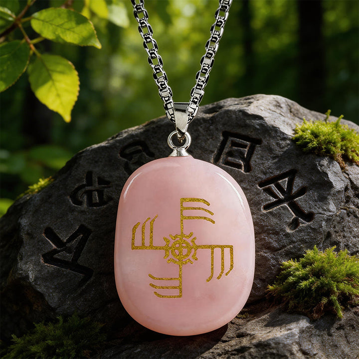 WorldNorse Ginfaxi Warrior Strength Crystal Necklace - Rose Quartz - image 4