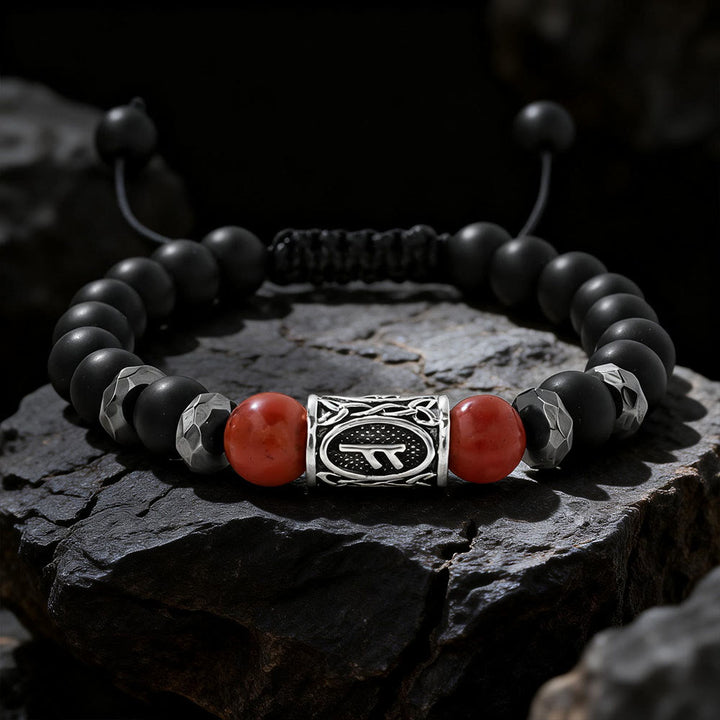 WorldNorse Viking Runes Strength Crystal Beaded Bracelet - Red Jasper - image 12