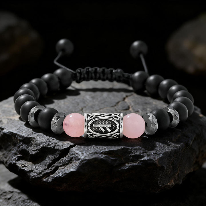 WorldNorse Viking Runes Strength Crystal Beaded Bracelet - Rose Quartz - image 17