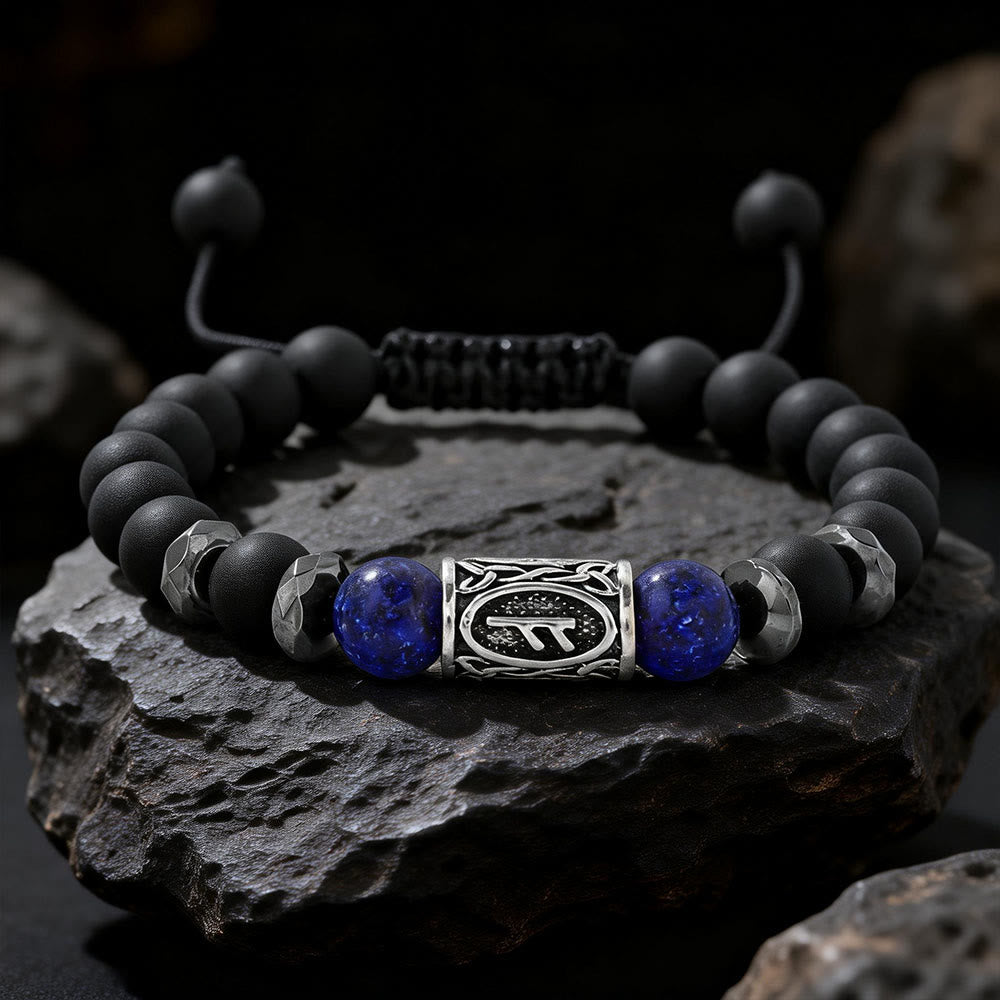 WorldNorse Viking Runes Strength Crystal Beaded Bracelet - Lapis Lazuli - image 2