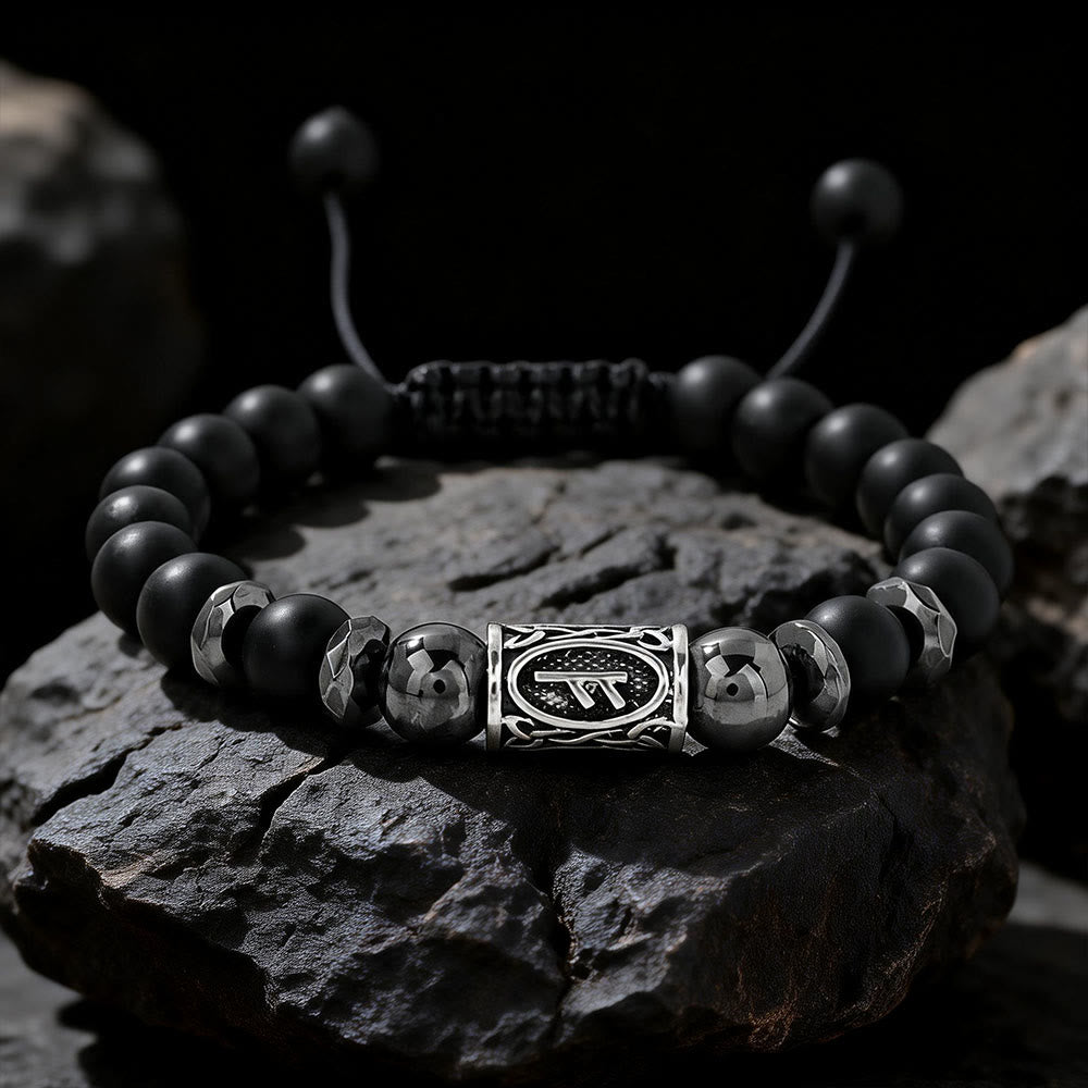 WorldNorse Viking Runes Strength Crystal Beaded Bracelet - Hematite - image 13