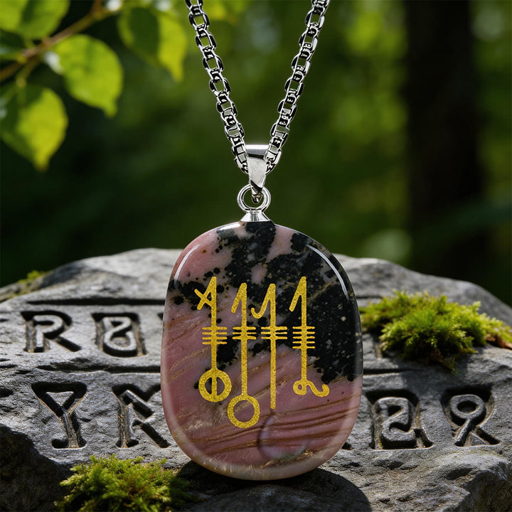 WorldNorse Svefnthorn Slumber Stave Crystal Necklace - Rhodochrosite - image 13