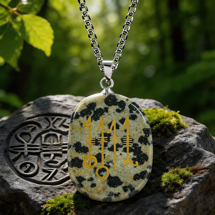 WorldNorse Svefnthorn Slumber Stave Crystal Necklace - Dalmatian Jasper - image 12
