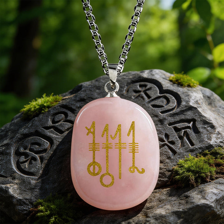 WorldNorse Svefnthorn Slumber Stave Crystal Necklace - Rose Quartz - image 4