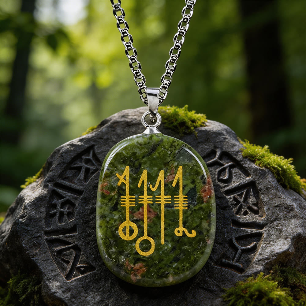 WorldNorse Svefnthorn Slumber Stave Crystal Necklace - Unakite - image 11