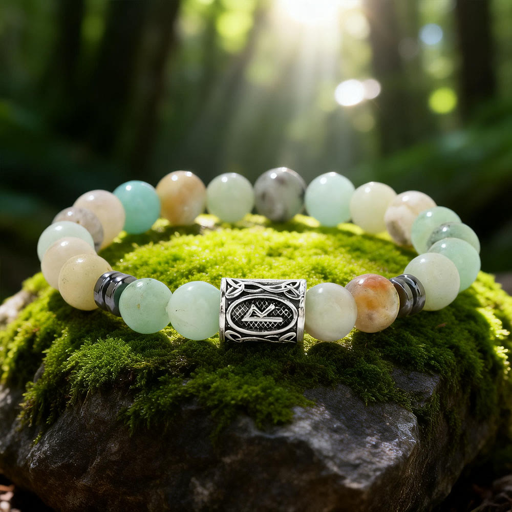 WorldNorse Viking Runes Blessing Crystal Beaded Bracelet - Amazonite - image 11