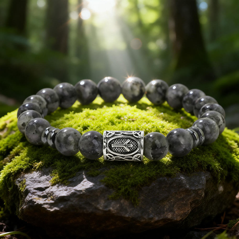 WorldNorse Viking Runes Blessing Crystal Beaded Bracelet - Labradorite - image 5