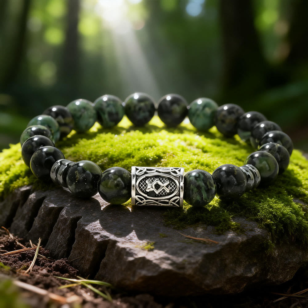 WorldNorse Viking Runes Blessing Crystal Beaded Bracelet - Kambamba Jasper - image 14