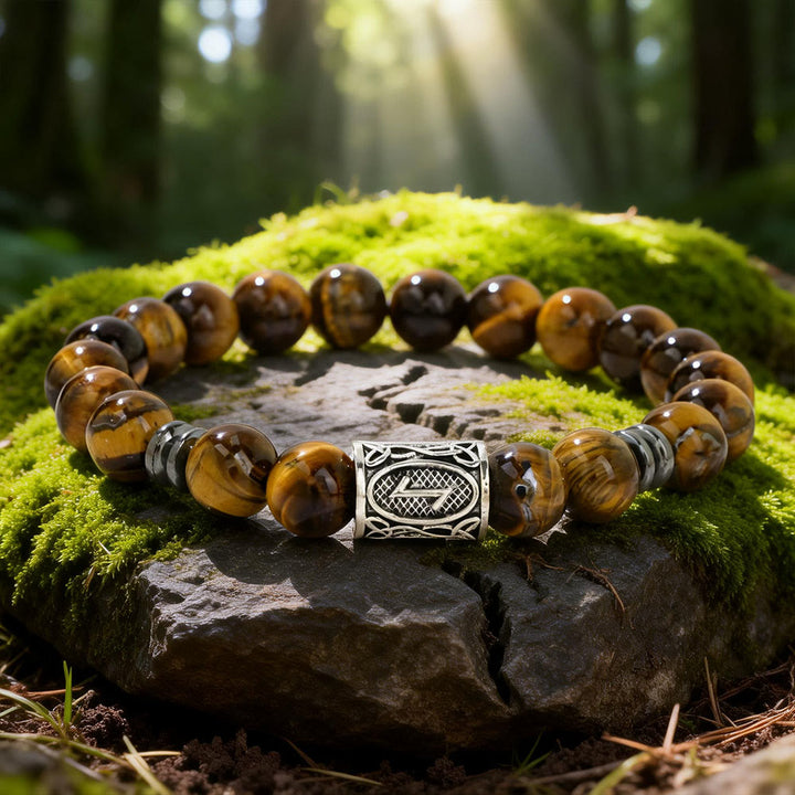 WorldNorse Viking Runes Blessing Crystal Beaded Bracelet - Tiger's Eye - image 6
