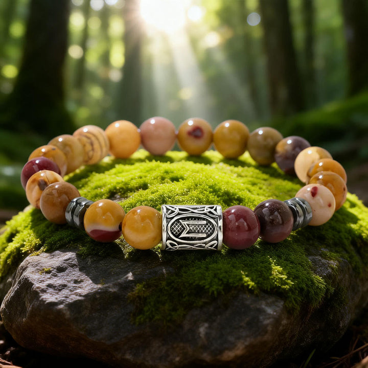 WorldNorse Viking Runes Blessing Crystal Beaded Bracelet - Mookaite Jasper - image 12