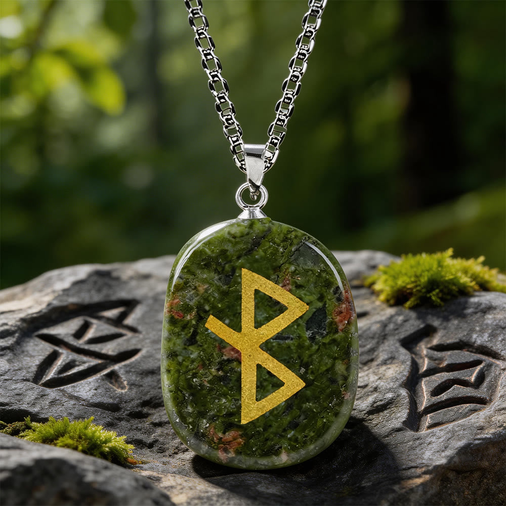 WorldNorse Viking Healing Bind Rune Vitality Crystal Necklace - Unakite - image 11