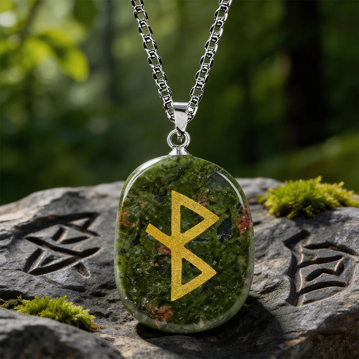 WorldNorse Viking Healing Bind Rune Vitality Crystal Necklace - Unakite - image 11