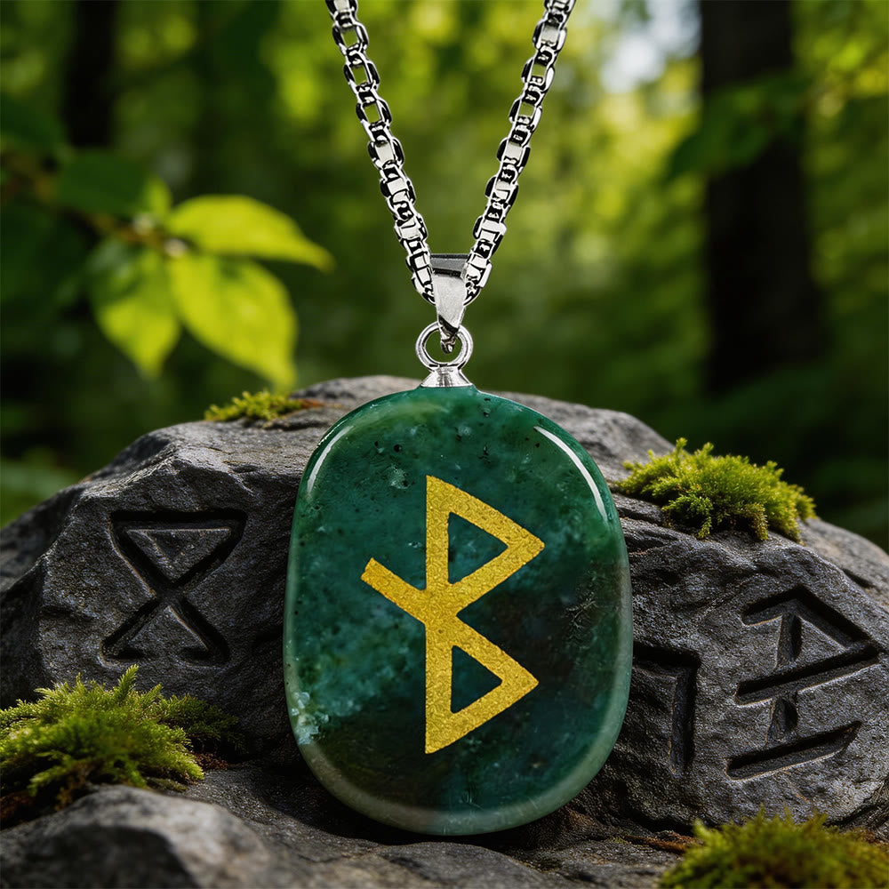 WorldNorse Viking Healing Bind Rune Vitality Crystal Necklace - India Agate - image 16