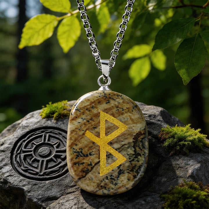 WorldNorse Viking Healing Bind Rune Vitality Crystal Necklace - Picture Jasper - image 14