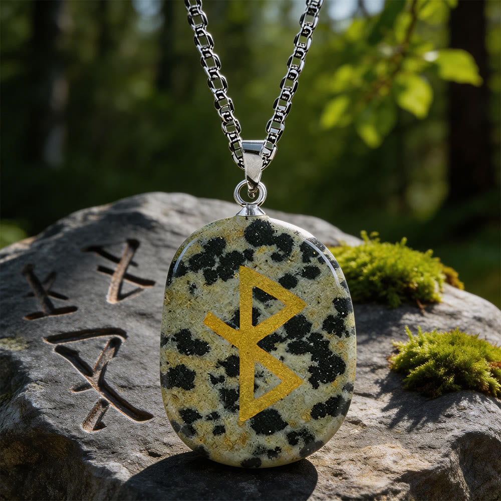 WorldNorse Viking Healing Bind Rune Vitality Crystal Necklace - Dalmatian Jasper - image 12