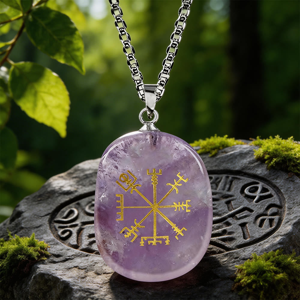 WorldNorse Vegvisir Runic Compass Guidance Crystal Necklace - Amethyst - image 5