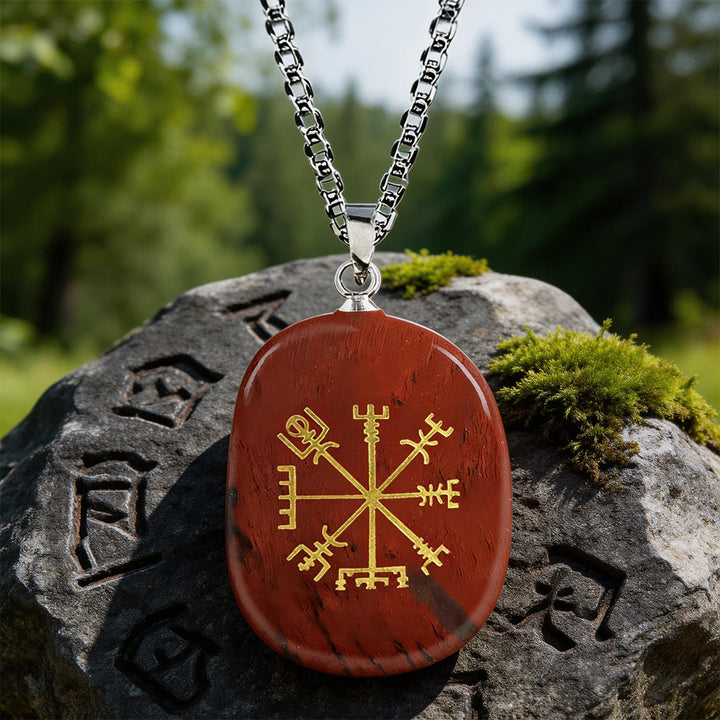 WorldNorse Vegvisir Runic Compass Guidance Crystal Necklace - Red Jasper - image 6