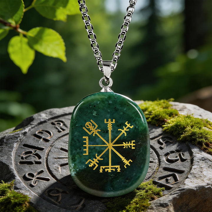 WorldNorse Vegvisir Runic Compass Guidance Crystal Necklace - India Agate - image 16