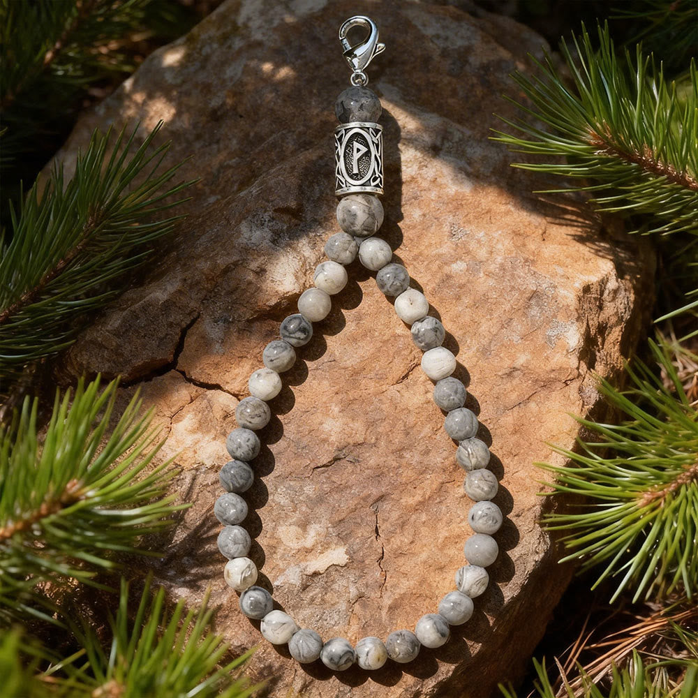 WorldNorse Rune Engraved Bead Charm Crystal Keychain - Map Jasper - image 18