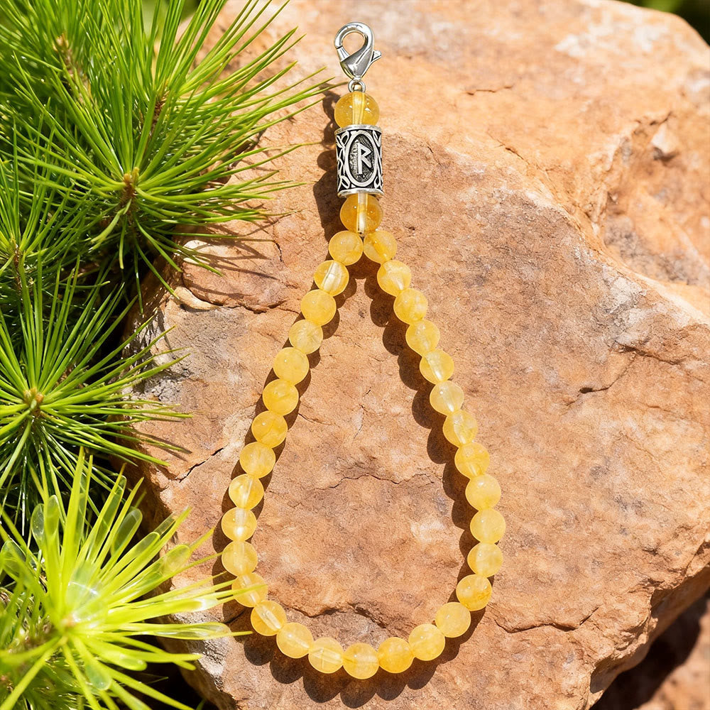 WorldNorse Rune Engraved Bead Charm Crystal Keychain - Citrine - image 14