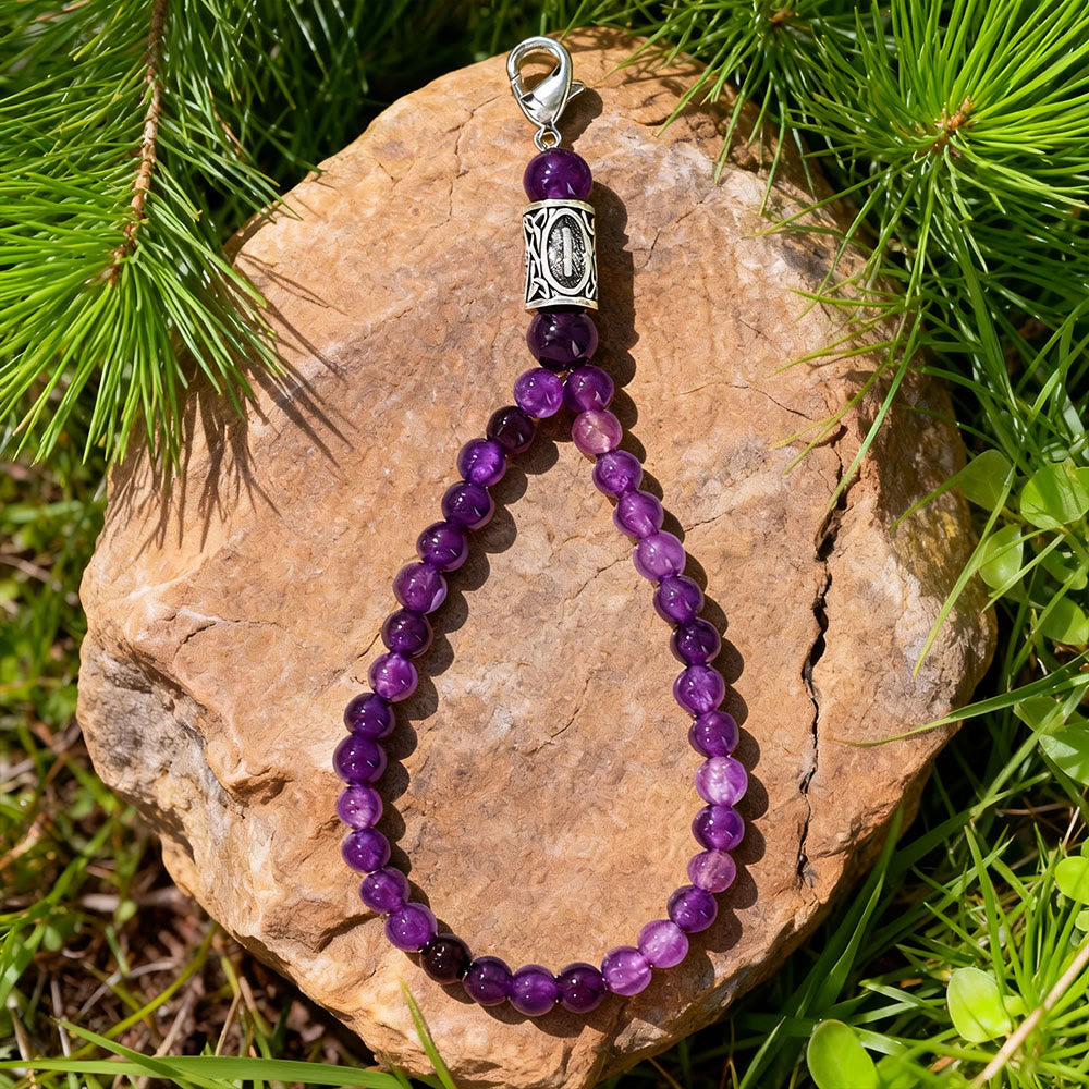WorldNorse Rune Engraved Bead Charm Crystal Keychain - Amethyst - image 16
