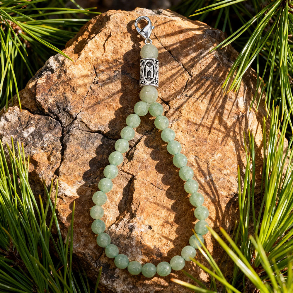 WorldNorse Rune Engraved Bead Charm Crystal Keychain - Green Aventurine - image 5