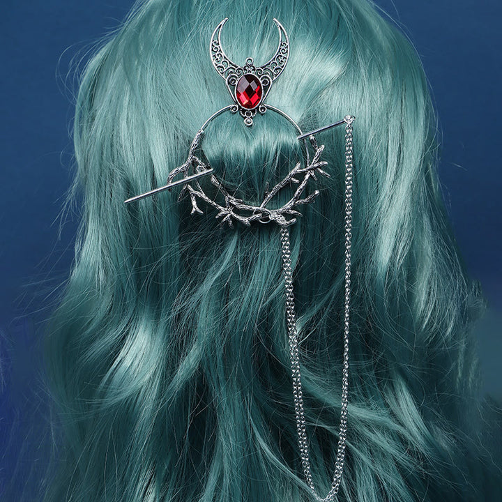 WorldNorse Crescent Thorn Branch Gem Hairpin - Red - image 5