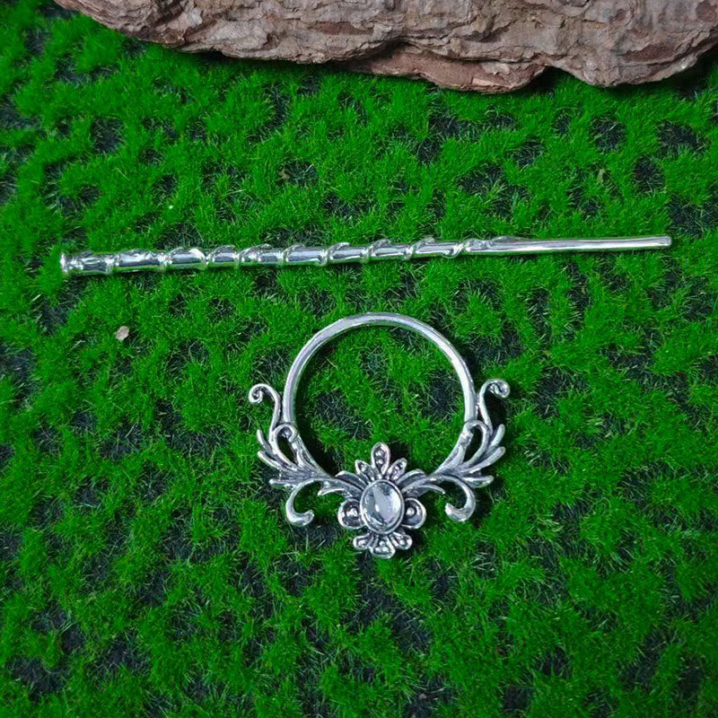 WorldNorse Forged Filigree Moonstone Hairpin - Silver - image 4